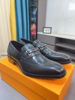 LV Black calfskin Leather Shoes-LV Man Business Leather Shoes